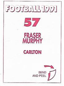 1991 Select AFL Stickers #57 Fraser Murphy Back